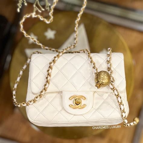 chanel flap bag white gold|white vintage chanel bag.